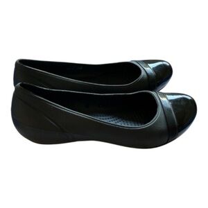 CROCS Black Flats with Glossy Toe Cap size 7